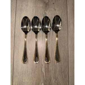 4 PCs Yamazaki Allegra Teaspoons Gold Detail‎ Stainless Korea